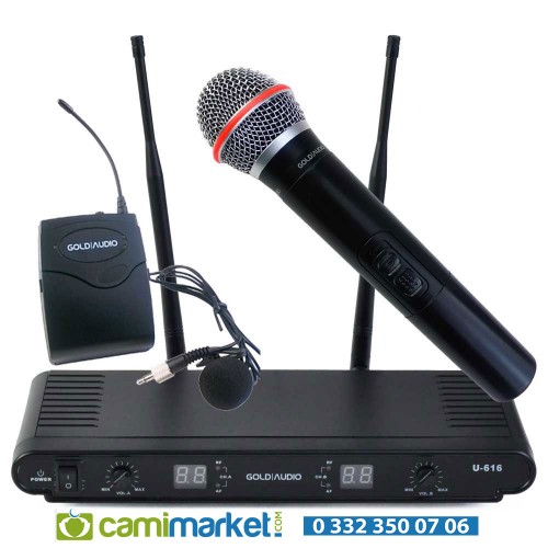 Gold Audio U 616 EY Telsiz Kablosuz Mikrofon UHF - El+Yaka Mikrofon